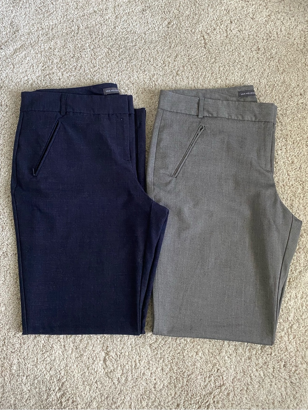 Van Heusen Pair of Navy and Gray Boot Cut Pants Size 14 Stretch Extensible